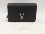 Versace Virtus Leather Black Handbag Aa0525wxzsa