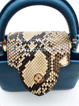 Louis Vuitton Capucines Blue Leather Python Skin Crossbody Bag Do0125oxzxde