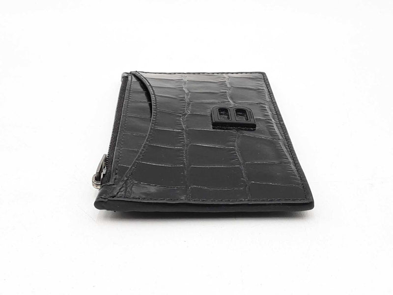 Balenciaga Crocodile-embossed Hourglass Zip Card Wallet Fw1224lrxsa