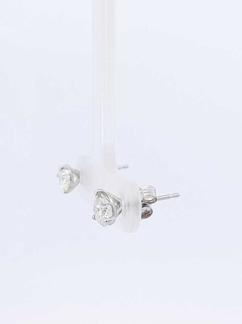 1.0 Ctw Diamond & 14k White Gold Solitaire Stud Earrings 0.7 Grams Fw0225crzdu