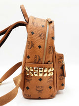 Mcm Mini Stark Side Studs Backpack In Cognac Visetos Coated Canvas Fw0126oexdu