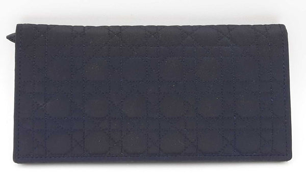 Christian Dior Long Navy Quilted Canvas Bifold Wallet Eb0723rxdu
