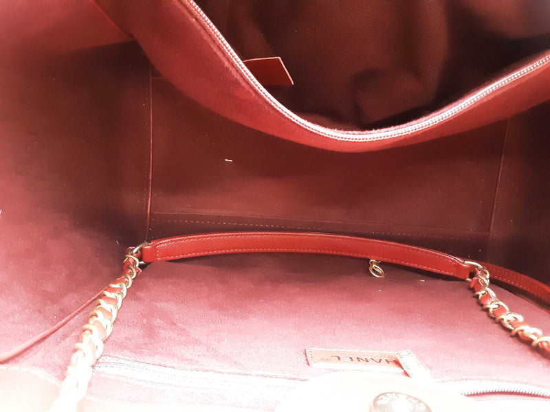 Chanel Caviar Deauville Studded Tote Red Aa0825loxzsa