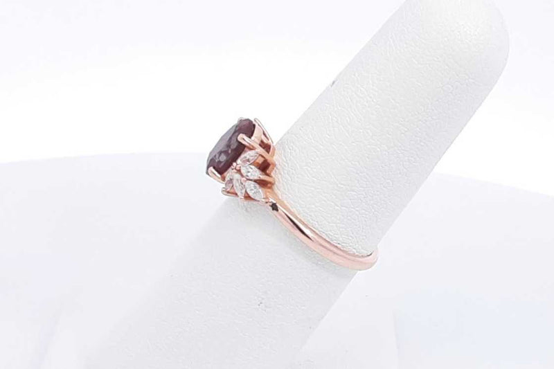 14k Rose Gold Gemstone & Cubic Zirconia Ring 2.6 Grams Size 6 Eb0125exsa