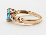 Heart Cut Blue Topaz 10k Two Tone Gold 2.5g Ring Size 7.75 Do0626lixde