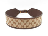Gucci Marmont Gg Supreme Logo Canvas & Leather Brown Belt Size 75|30 Fw0725oxzdu