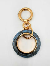 Burberry Gold-tone & Blue Marble Bag Charm & Key Ring Accessory Fw1124rxdu