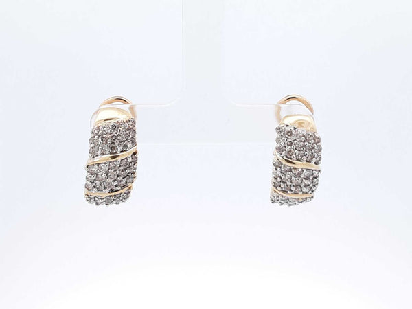 1.80 Cttw Diamond & 14k Yellow Gold J-hoop Earrings 9.4 Grams Fw0825przdu