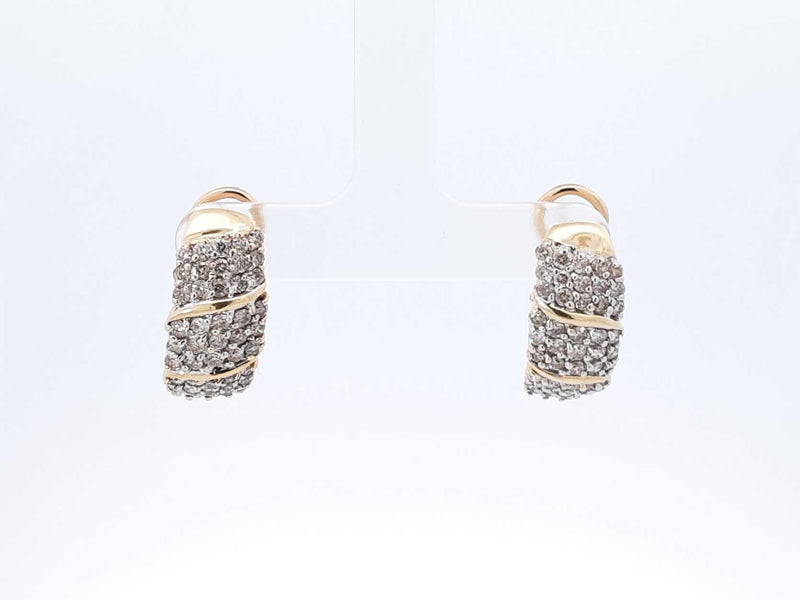 1.80 Cttw Diamond & 14k Yellow Gold J-hoop Earrings 9.4 Grams Fw0825przdu