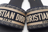 Christian Dior Dway Deep Blue Embroidered Slides Size 40 Eb1025oxzsa