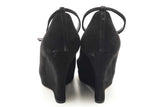 Gucci Black Suede Ankle Strap Wedges Size 6.5 B Eb0526lxzsa