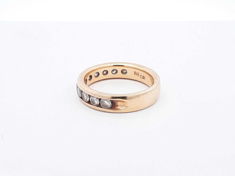 1.0 Ctw Channel-set Diamond & 14k Yellow Gold Ring 5.5 Grams Size 7 Fw0925orzdu