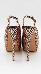Giuseppe Zanotti Metallic Rose Gold Embossed Leather Heels Size 39 Eb0825pxdu