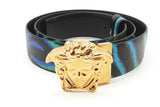 Versace Medusa Leather Reversible Belt Gold Tone Buckle Size 100/40 Eb0226lxzde
