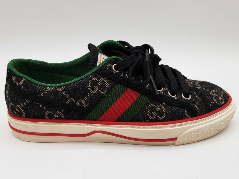Gucci 606110 Tennis 1977 Black Gg Jacquard Denim Shoes Size Eu 35.5 Do0825lxzde