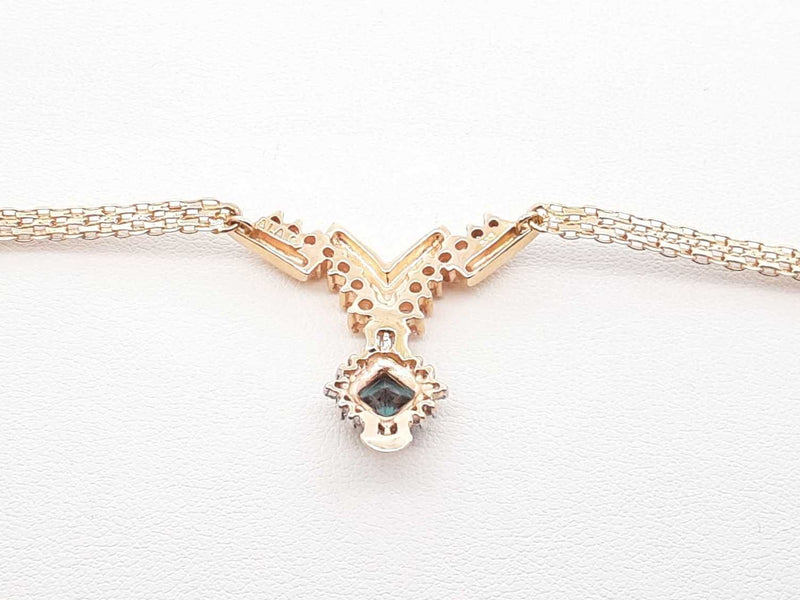 Lab-created Alexandrite, Natural Diamond & 14k Gold Necklace 13.5gs Fw0725rxzdu