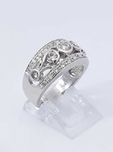 1.04 Cttw Diamond & 14k White Gold Etruscan-style Ring 7.5 Gram Sz 7 Fw0925wrzdu