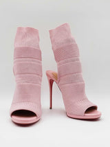 Christian Louboutin Cheminene 120 Sock Booties In Pink Size 8.5 Fw0826lxzdu