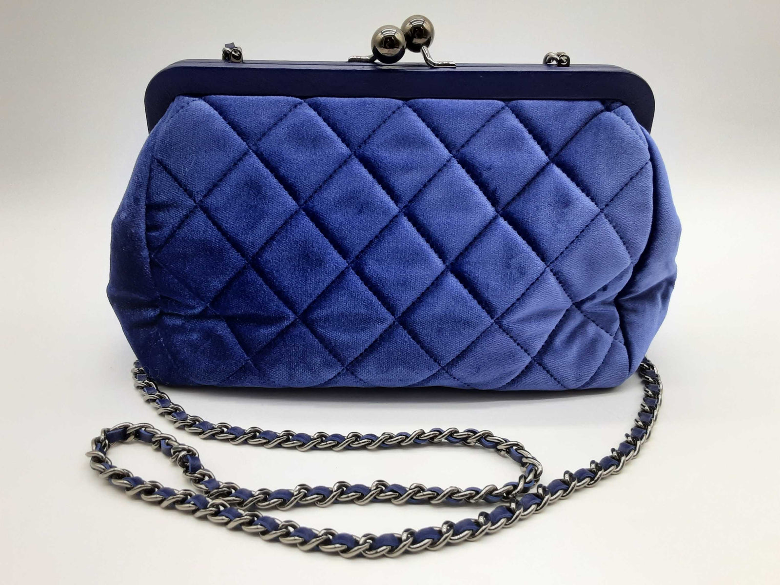 Blue velvet chanel bag on sale