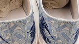 Burberry Equestrian Knight Sneakers In White & Blue Canvas Size 10.5 Fw0926wxzdu