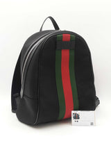 Gucci Sherry Line Web Stripe Backpack In Black Techno Canvas Fw1225rzxdu