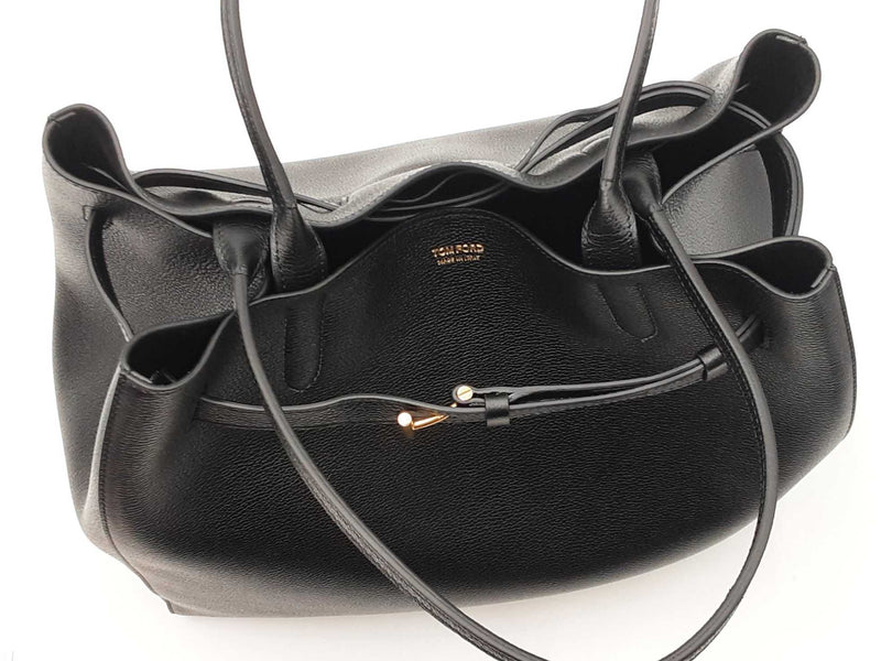 Tom Ford Audrey Black Grain Leather Tote Bag Fw0425irxdu