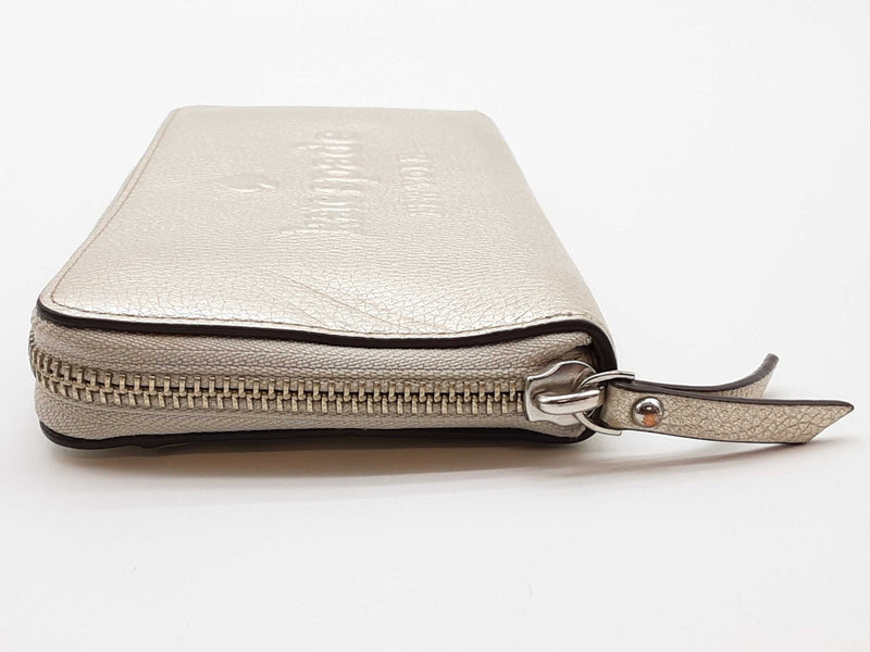 Kate Spade Larchmont Avenue Logo Metallic Silver Leather Wallet Do0425orde