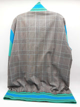 Dolce And Gabbana Gray Teal Blue Plaid Track Jacket Size 56 Do0826pxzde