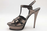 Yves Saint Laurent Tribute Gunmetal Metallic Platform Heels Size 39 Eb0626lrxsa