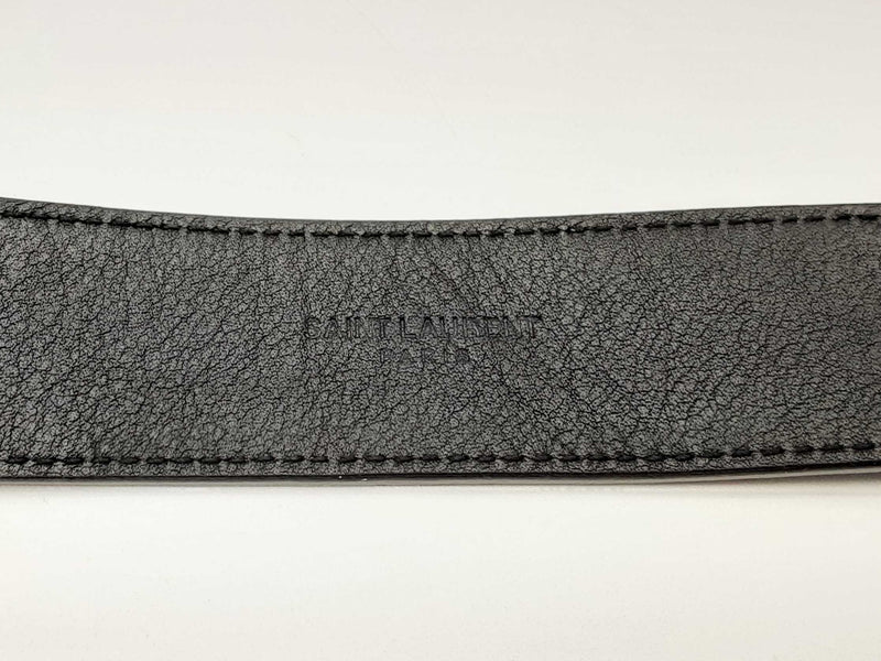 Yves Saint Laurent Ysl Cassandre Black Croc Embossed Leather Belt 80 Do0125loxde