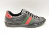 Gucci Ace Black Leather Low Top Sneakers Size 7 Fw0924crsa