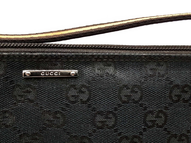 Gucci 141809 Boat Pochette Black Gg Canvas Shoulder Bag Do0724lwzde