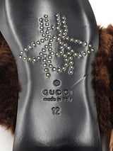 Gucci Lawrence Mules In Gg Monogram Suede & Faux Fur Size 12 Fw0926lxzdu