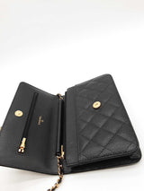 Chanel Quilted Caviar Black Leather Wallet On Chain Eb1026lxxzde