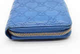 Gucci Gg Monogram Blue Leather Zip Around Wallet Eb0626lrxde