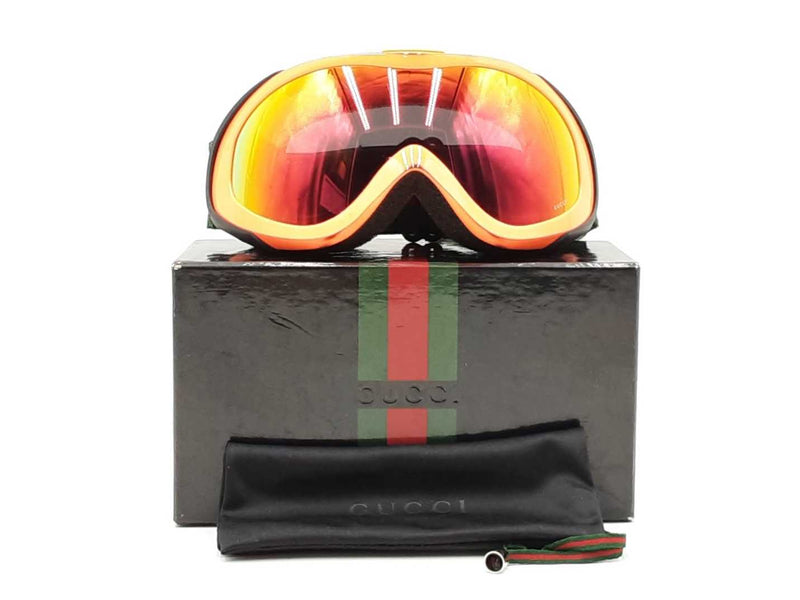 Gucci Web Fluorescent Orange Ski Goggles With Red Spectra Lens Fw0625llrdu