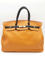 Hermes Birkin 40 Gold Noir Black Clemence Gold Hardware Handbag Do0524sxzxde