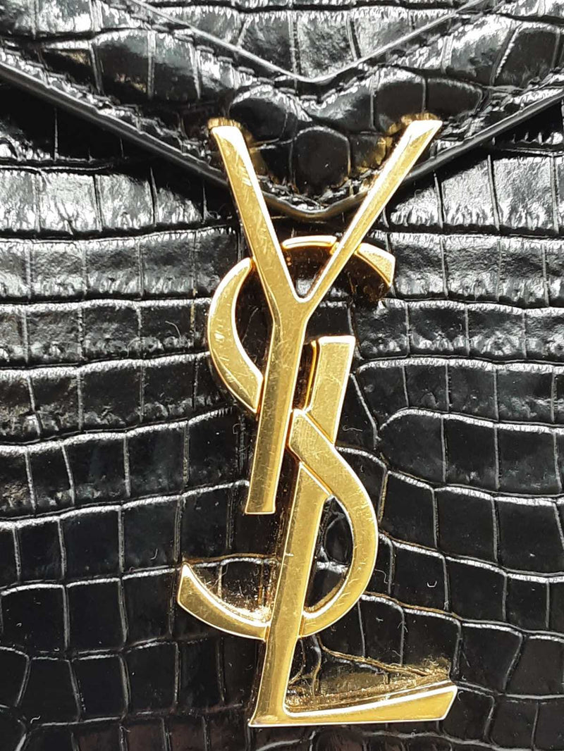 Yves Saint Laurent Cassandra Crocodile Embossed Leather Top Handle Eb0125lxxzdu