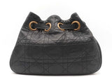 Christian Dior Cannage-quilted Black Leather Drawstring Bucket Bag Fw08ozxdu