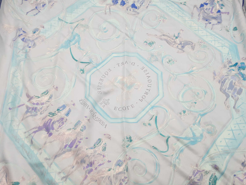 Hermes Ecole Portugaise D'art Equestre Blue Silk Scarf Do0625loxde
