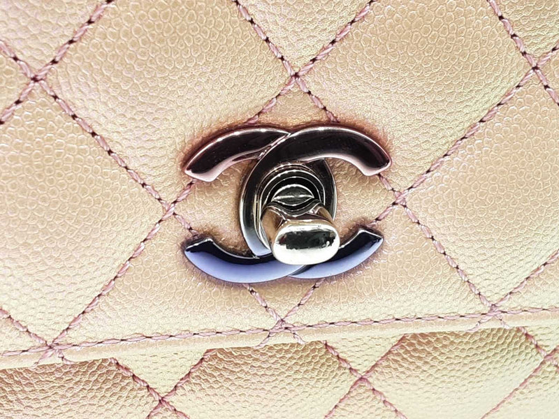 Chanel Quilted Iridescent Caviar Coco Top Handle Bag Eb0924wrxzdu