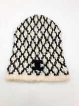 Chanel White & Black Cashmere Blend Cloche Beanie Hat Fw1124oxzsa