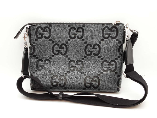 Gucci Jumbo Medium Gg Charcoal Gray Messenger Crossbody Bag Sd1025lozxde