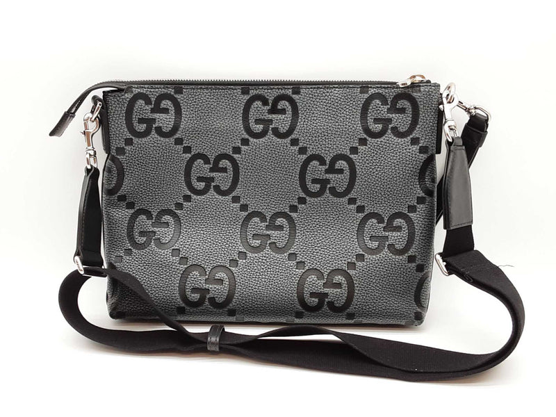 Gucci Jumbo Medium Gg Charcoal Gray Messenger Crossbody Bag Sd1025lozxde