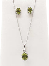 Peridot 0.925 Sterling Silver 4.5g Necklace Stud Earrings Ensemble Do0925lide