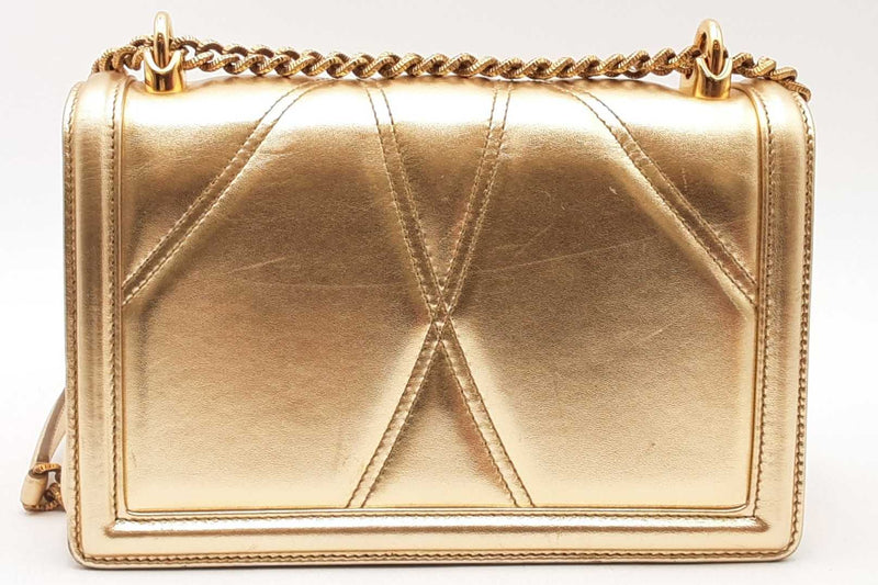 Dolce & Gabbana Gold Metallic Quilted Leather Devotion Shoulder Bag Eb0325ixzsa