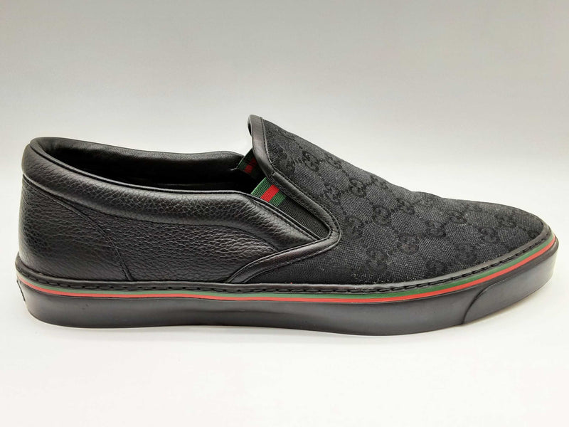 Gucci 212225 Black Monogram Gg Canvas Slip On Shoes Size Uk 9.5 Mens Do1024ixde