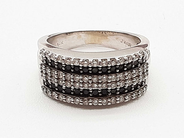 0.90 White Black Diamonds 14k White Gold 8.3g Ring Size 7.5 Do0625cxzde