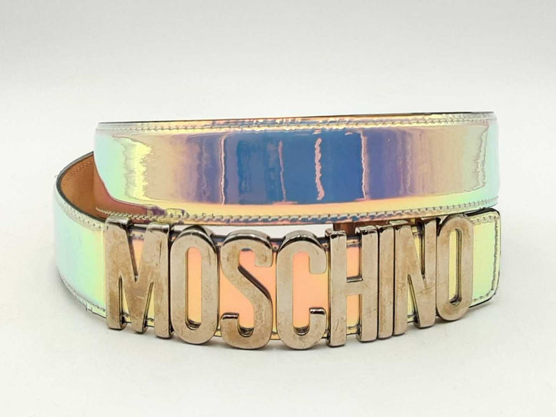Moschino Iridescent Belt And Silver-tone Logo Buckle Fw0125lxzsa