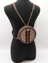 Gucci Ophidia Mini Round Backpack In Gg Supreme Coated Canvas Fw0126oexdu